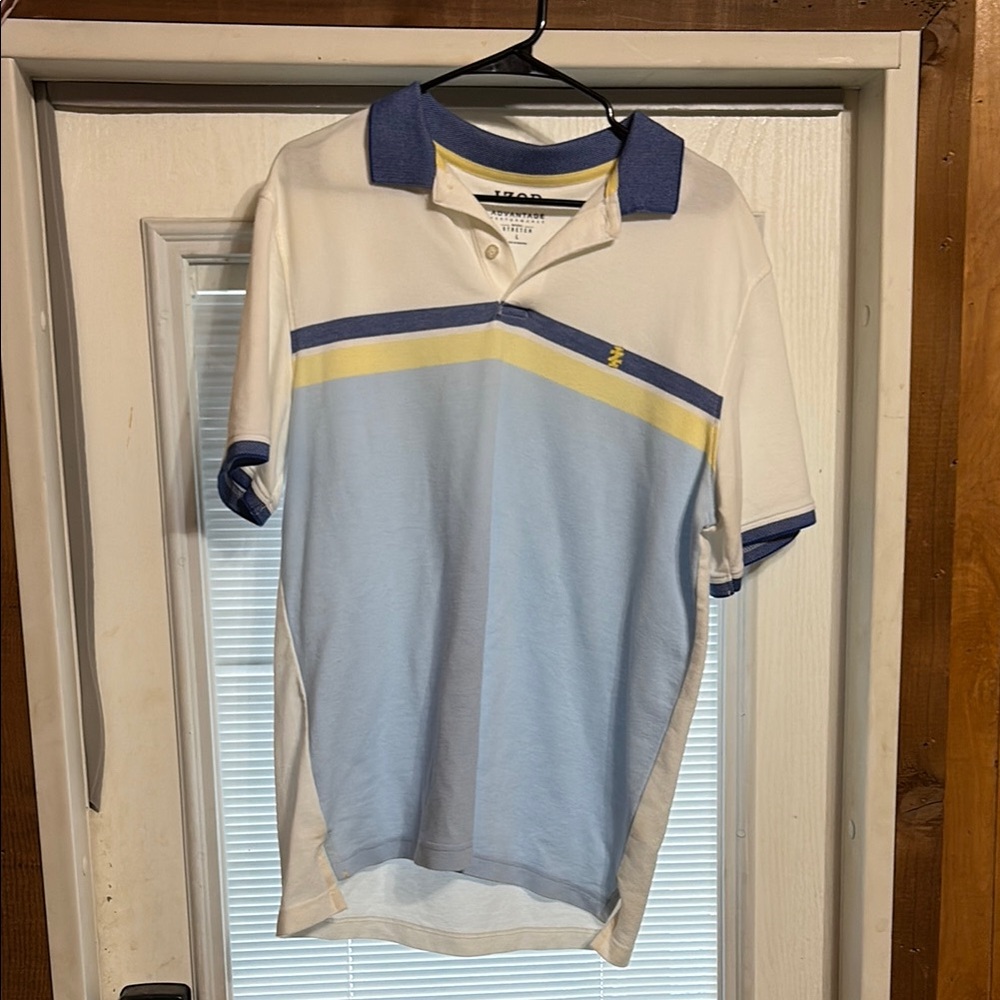 Men's Blue and White Polo Shirt